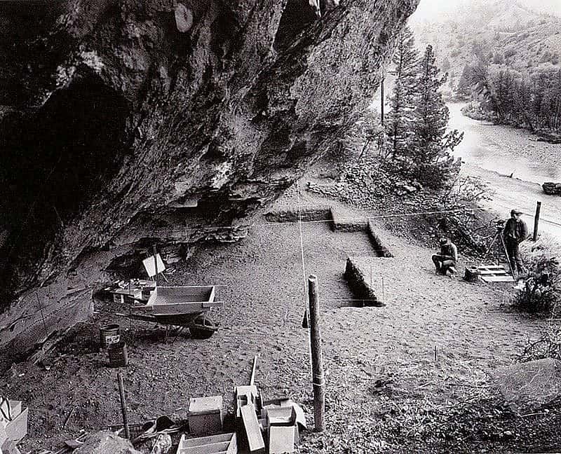 View of Mummy Cave floor during excavation. MS29 Mummy Cave Collection.