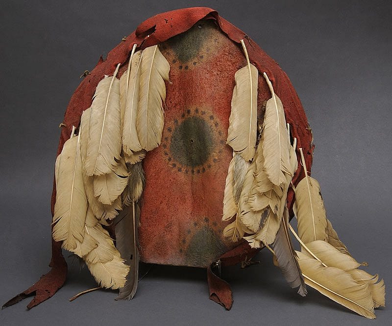 Kiowa shield, ca. 1825 - 1850. The Paul Dyck Plains Indian Buffalo Culture Collection, acquired through the generosity of the Dyck family and additional gifts of the Nielson Family and the Estate of Margaret S. Coe. NA.108.131
