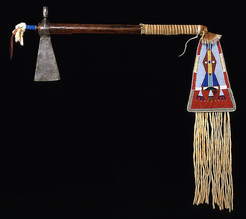 Pipe tomahawk, Apsaalooke (Crow) Northern Plains, ca. 1865. Adolf Spohr Collection, Gift of Larry Sheerin. NA.504.1