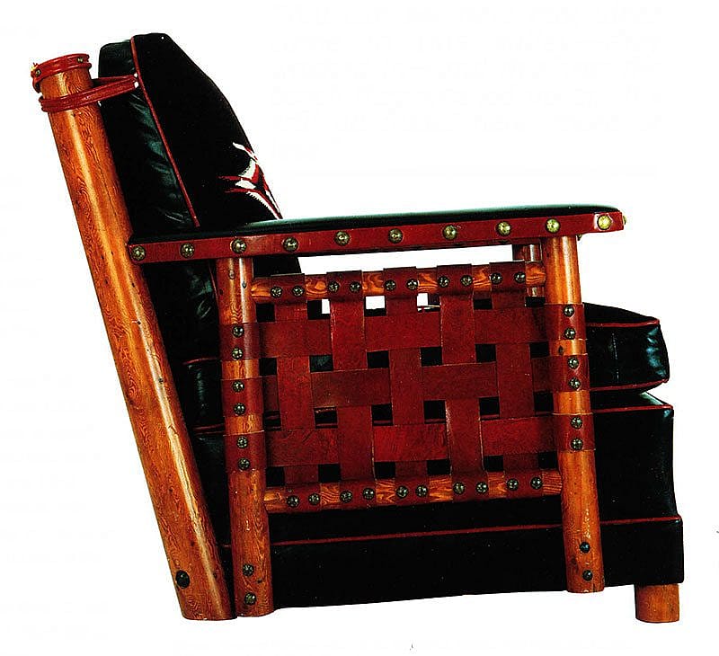 Thomas Molesworth chair, black and red upholstery. Paul Stock Foundation Collection.
