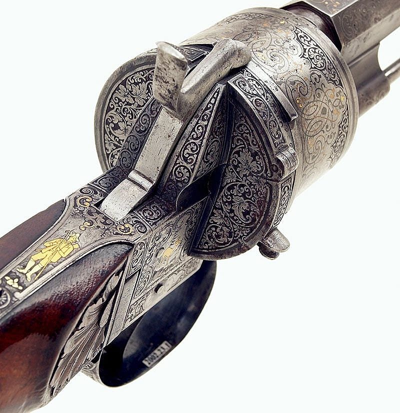 A Treasure from Our West: Pinfire revolving rifle. 2002.23.1 (detail)