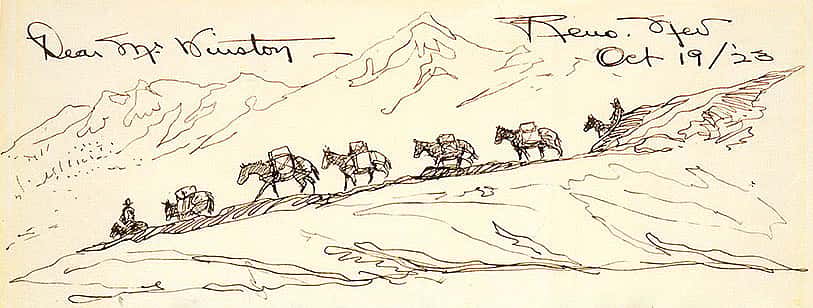 Sketch from Will James letter to "Mr. Winston," 1923. Gift of Joseph M. Roebling. 4.70 (detail)