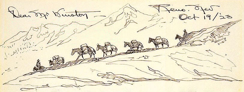 Sketch from Will James letter to "Mr. Winston," 1923. Gift of Joseph M. Roebling. 4.70 (detail)