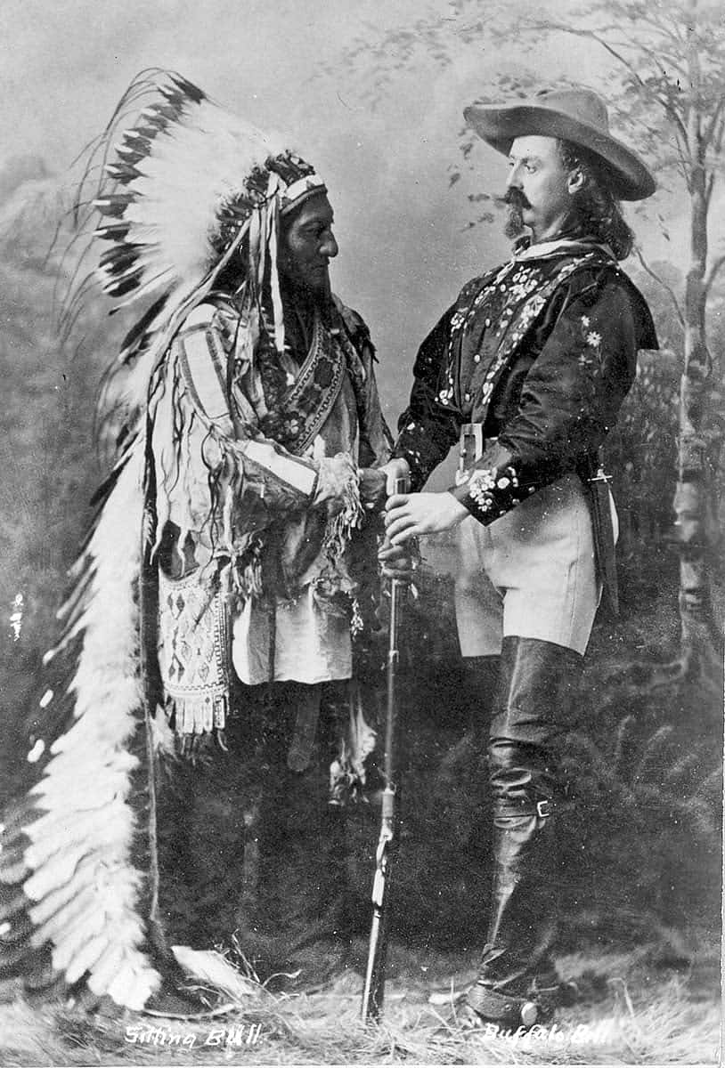 William F. "Buffalo Bill" Cody with Lakota Chief Sitting Bull, ca. 1885. MS 6 William F. Cody Collection, McCracken Research Library. P.6.247