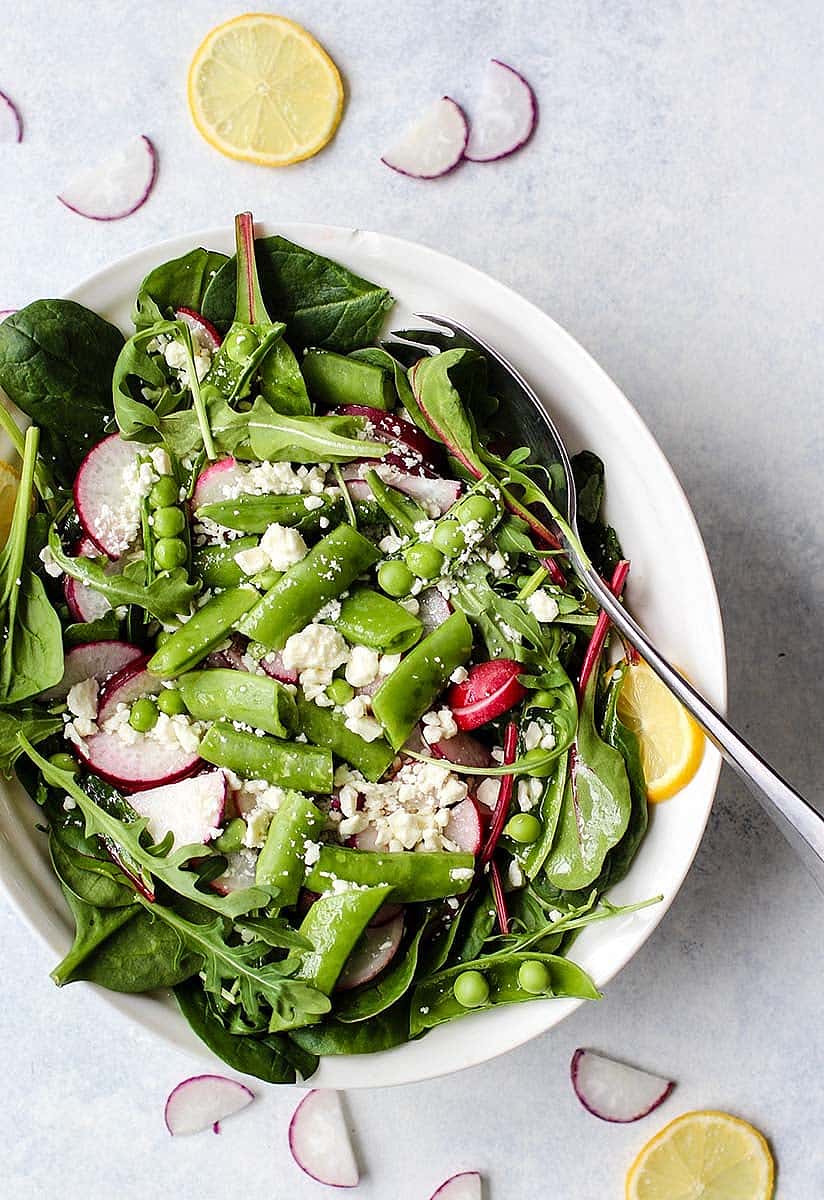 Snap Pea & Radish Salad with Feta & Lemon Vinaigrette