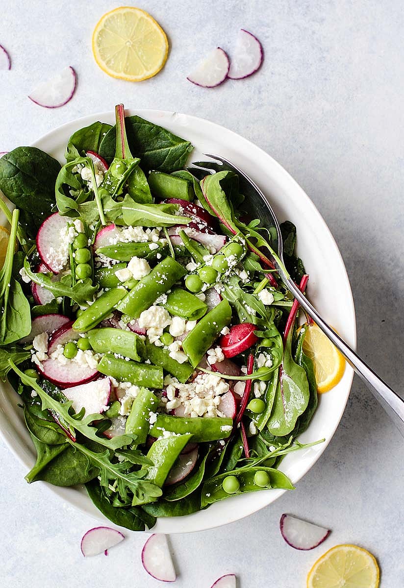 Snap Pea & Radish Salad with Feta & Lemon Vinaigrette