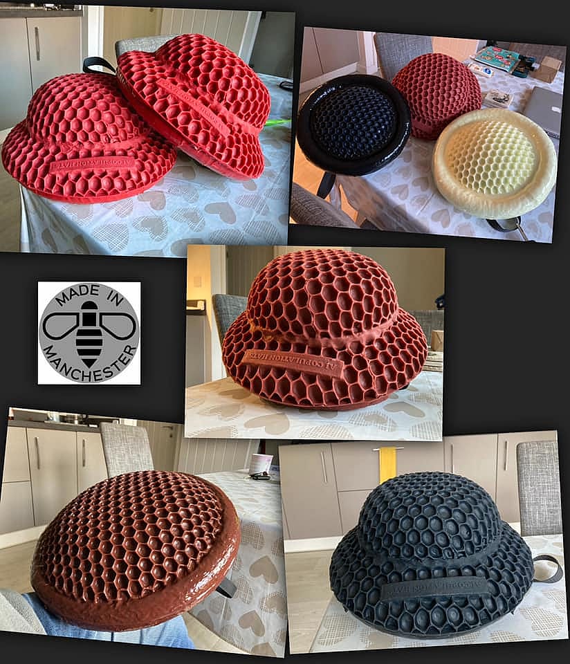 Examples of various styles and colors of hats. 