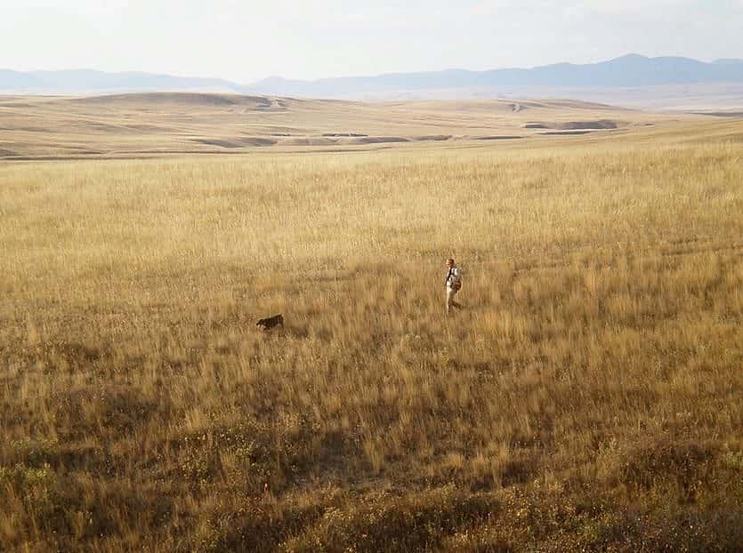Sandra and her dog in Montana