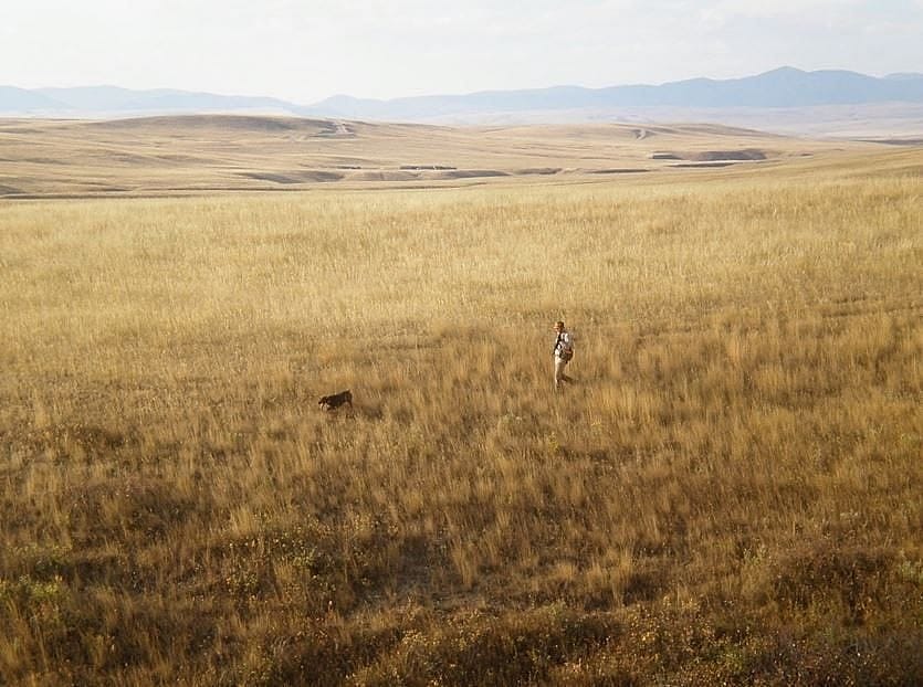 Sandra and her dog in Montana