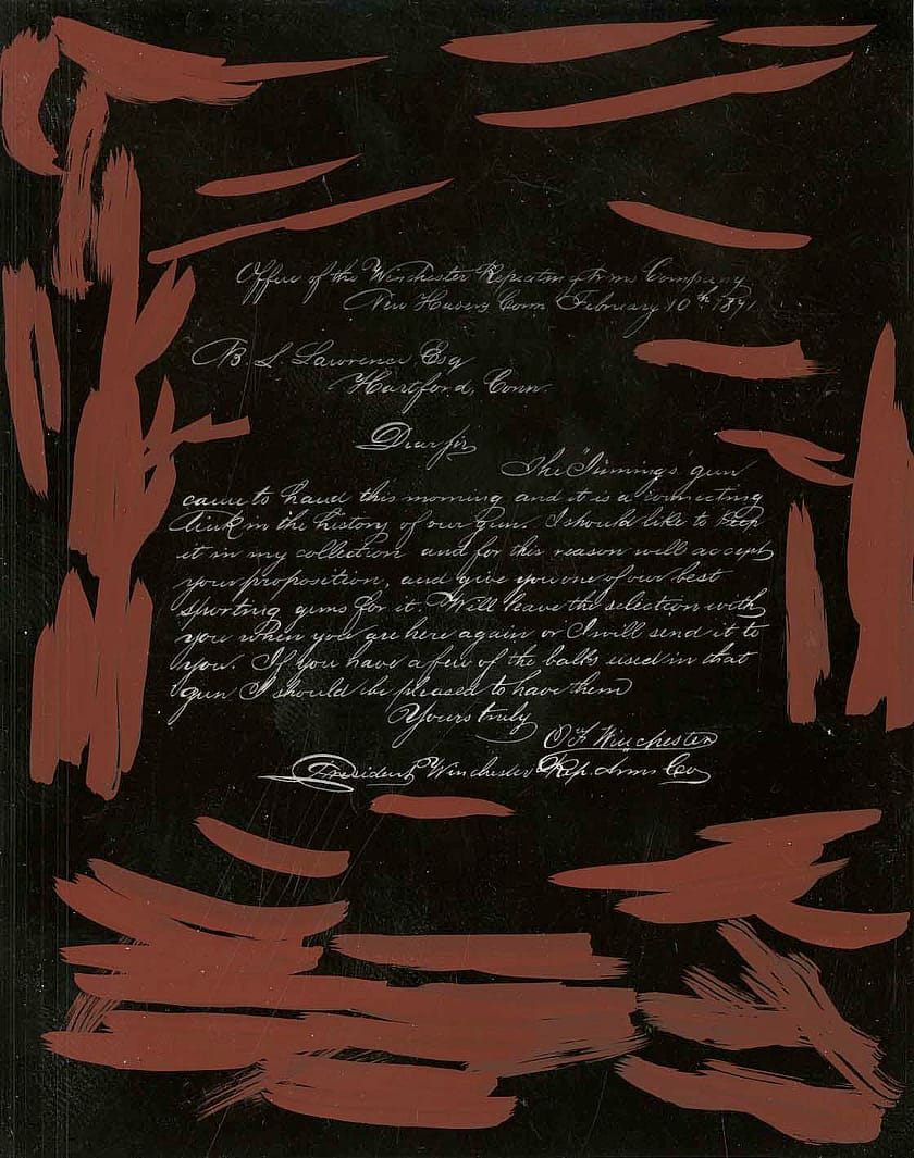 O.F. Winchester letter to R.S. Lawrence, February 10, 1871, acknowledging receipt of Jennings rifle, now in the Cody Firearms Museum collection.