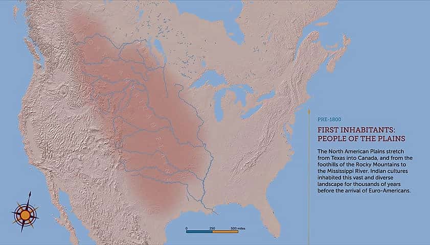 Still from animated map, Plains Indian Map Project, funded in part through a generous grant from The Brown Foundation, Inc., of Houston.