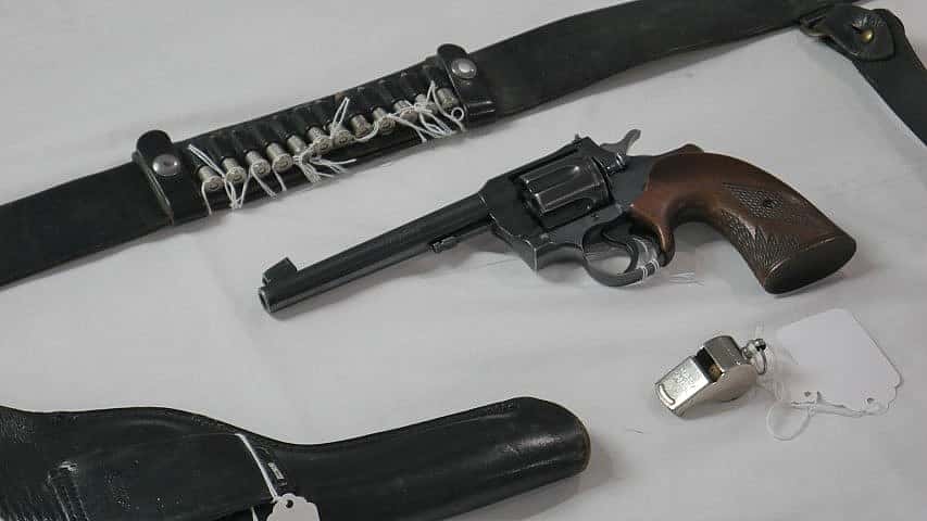 Verne Stull's revolver and accessories.