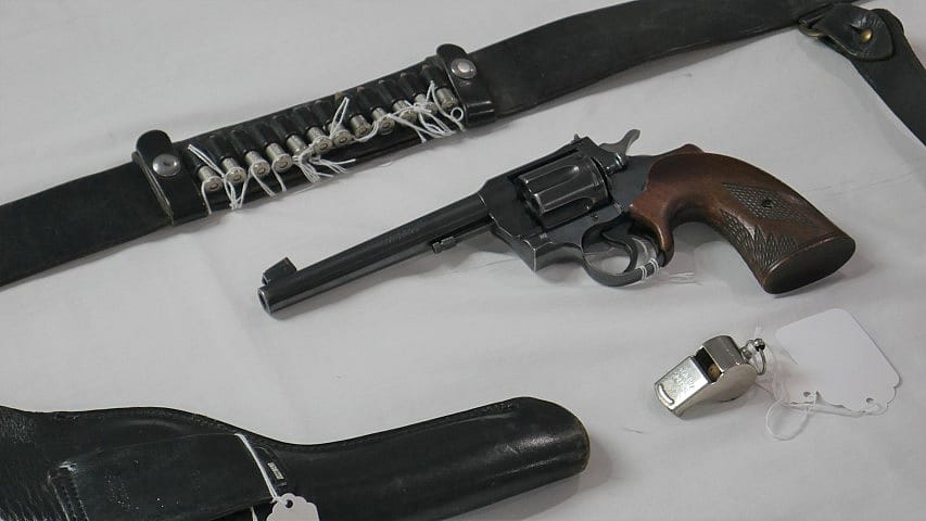 Verne Stull's revolver and accessories.