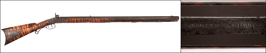 Samuel Hawken rifle, .50 caliber, with stamp. Gift of William B. Ruger, Sr. and Sturm, Ruger and Company. 1997.4.8