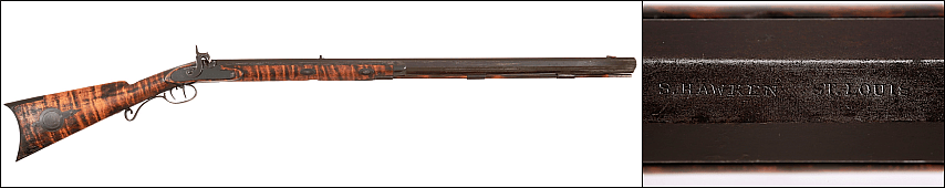 Samuel Hawken rifle, .50 caliber, with stamp. Gift of William B. Ruger, Sr. and Sturm, Ruger and Company. 1997.4.8