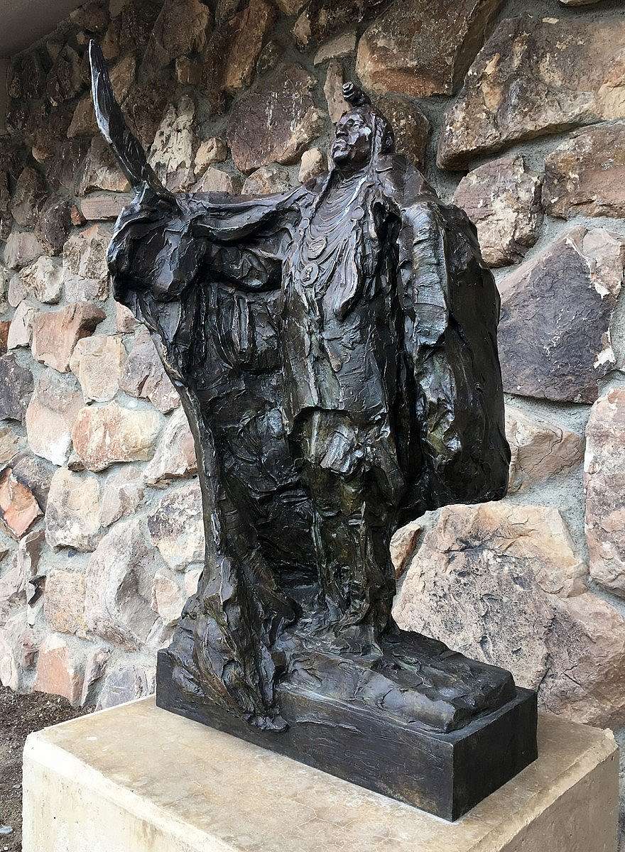 George Carlson (b. 1940). The Greeting, 1987-1988. Bronze, H 54.75 x W 28 inches. Gift of Jack and Carol O'Grady. 25.91.3