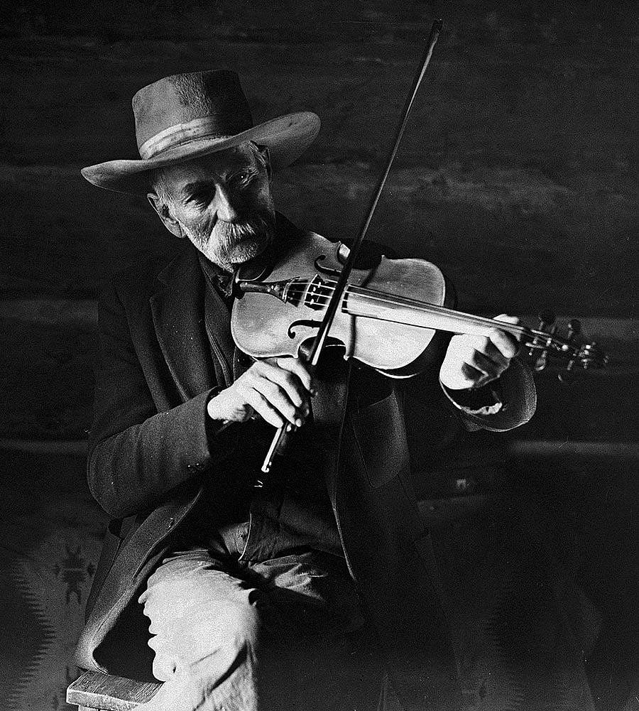 William T. Borron with fiddle, August 1941. MS 3 Charles Belden Collection. PN.67.43