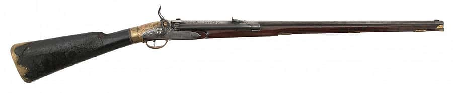 Copy of Girardoni Air Rifle made by Ivan Polin in Russia. The gun has the same features as a Girardoni with a buttstock that functions as the air reservoir and a magazine tube along the barrel. This example is .46 caliber and the magazine holds 22 bullets. Original Italian examples are often referenced as .51 caliber with only 20 round magazines. Gift of Brian P. and Ann A. McDonald. 1999.22.13