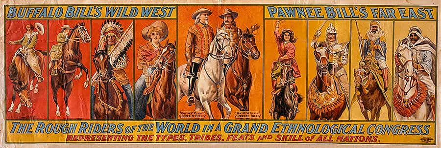 Could the second image have been fashioned after Blanche McKenny? Wild West poster, ca. 1910. Four-color lithograph, U.S. Lithograph Co., Russell-Morgan Print. Original Buffalo Bill Museum Collection. 1.69.112