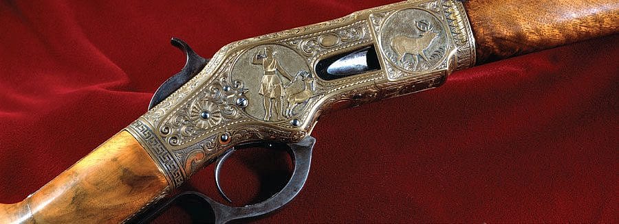 Winchester Model 1866 Deluxe Sporting Rifle depicting Diana, goddess of the hunt, ca. 1873. Gift of Olin Corporation, Winchester Arms Collection. 1988.8.3283