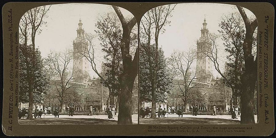 Madison Square Garden, 1907. Stereograph. Library of Congress Prints and Photographs Division, Washington, DC 20540 USA. LCDIG-stereo-1s07631