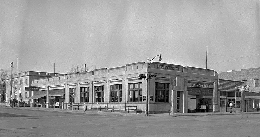 First National Bank, Cody, Wyoming, May 1954. MS 89 Jack Richard Photograph Collection. PN.89.06.1123.01