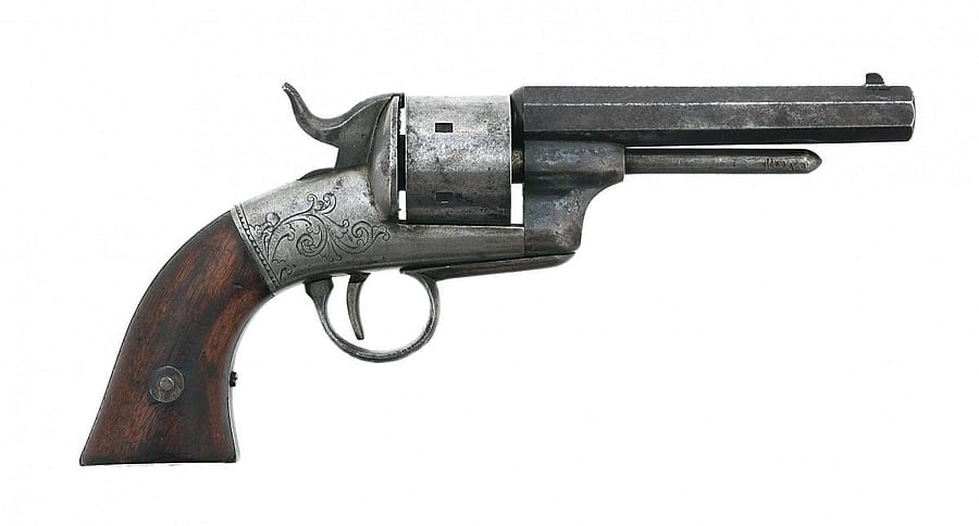 Bacon Removable Trigger Guard Pocket Revolver, .32 short rimfire. Gift of Olin Corporation, Arms Collection, 1988.8.3223