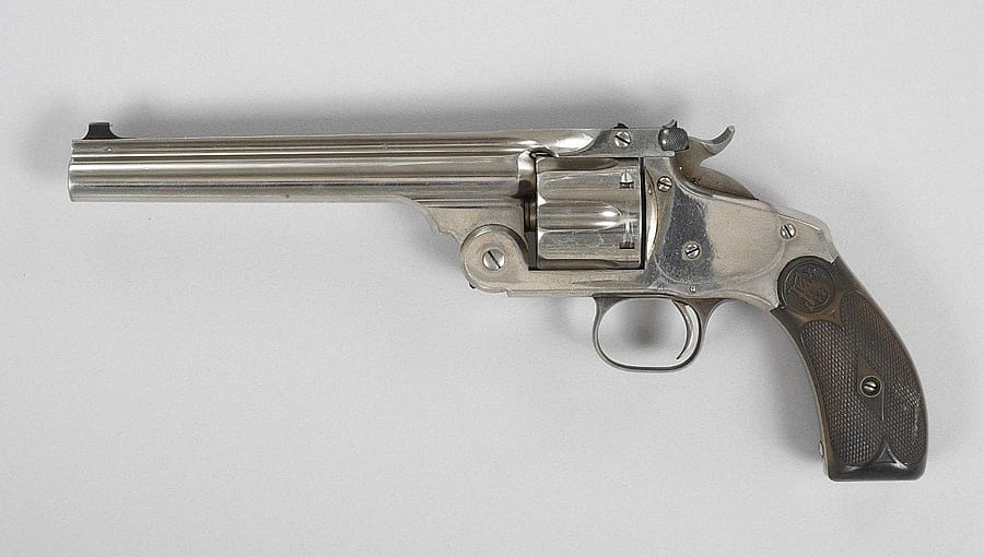 The top-break Smith & Wesson Model 3 became one of the iconic guns of the Old West. Gift of Olin Corporation, Winchester Arms Collection. 1988.8.537