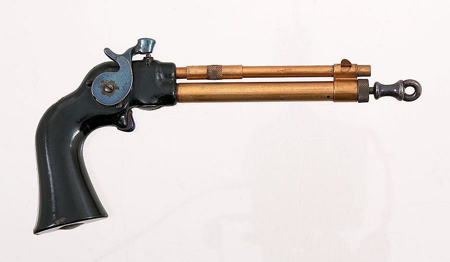 Air pistol, percussion cap, ca. 1875. Hawley-Snow, Kalamazoo, Michigan. Gift of Olin Corporation, Winchester Arms Collection. 1988.8.951