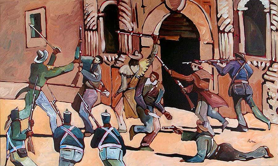 Thom Ross. "The Alamo," 2000. Acrylic on canvas. Mary Jester Allen Purchase Fund. 15.00