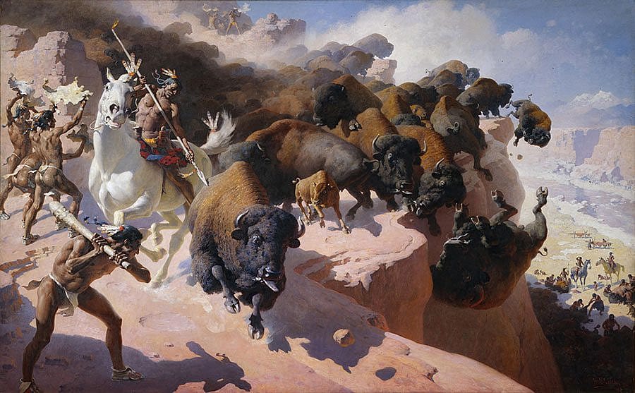 William R. Leigh (1866-1955). "Buffalo Drive," 1947. Oil on canvas, 77.62 x 125.5 in. Acquired with donations from the Whitney Purchase Fund, William F. Davidson, The Coe Foundation and Corliss C. and Audrienne H. Moseley. 13.69