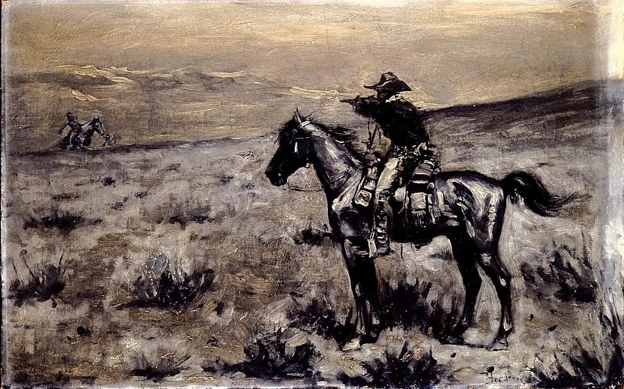 Figure 15. Unknown artist. Lone Rider, n.d. Oil on canvas. Collection of the Buffalo Bill Center of the West