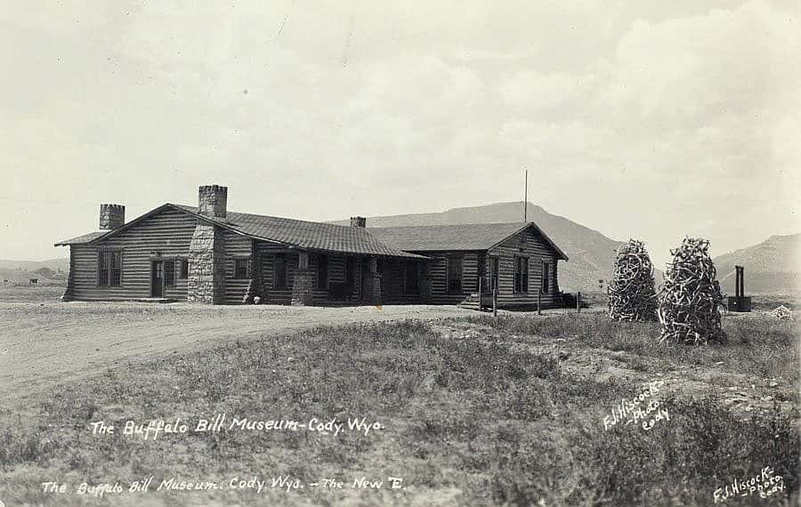 The Buffalo Bill Museum in Cody, soon after its 1927 completion. Log cabins served as icons of American energy and self reliance. F.J. Hiscock, Photographer. Mary Jester Allen Collection. P.41.502