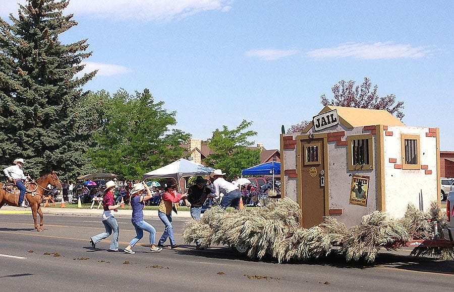 Buffalo Bill Center of the West's jailbreak float in the 2012 Stampede Parade, winner of the "Best Theme" prize.