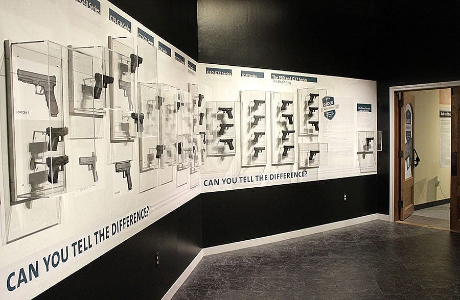 GLOCK firearms exhibit, models wall