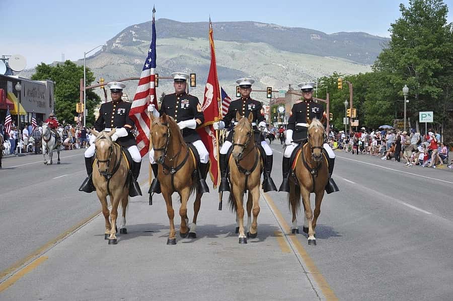 Marine Mounted Color Guard - July 4 Parade - Cody, WY