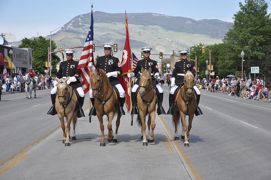 Marine Mounted Color Guard - July 4 Parade - Cody, WY