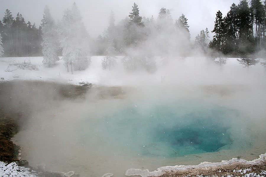 Winter in Yellowstone: hot springs