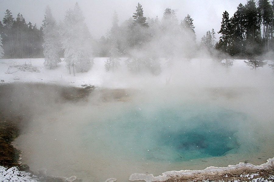 Winter in Yellowstone: hot springs