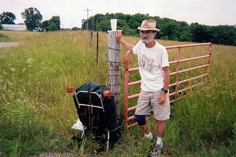 Ray Widel, who'd seen me walking down the road near Blackwater, pulled me over and offered me some lemonade - in the cup on the fence post - and a sandwich.