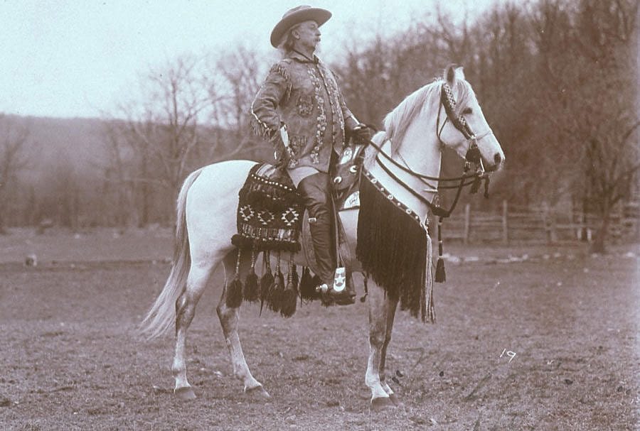 Research Buffalo Bill at the Buffalo Bill Historical Center. Buffalo Bill on horseback, ca. 1907. P.69.1231.1