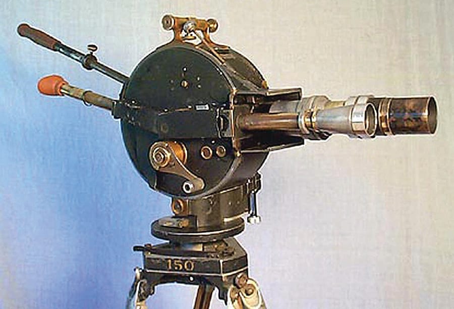 Fig. 11: The Akeley "pancake" camera. Chapman University Digital Commons. Frank Mt. Pleasant Library of Special Collections and Archives. Jonathan Silent Film Collection. MPE-P-003-36