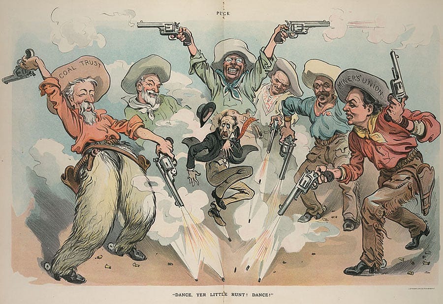 "Dance, yer little runt! Dance!" April 25, 1906. LC-DIG-ppmsca-26054