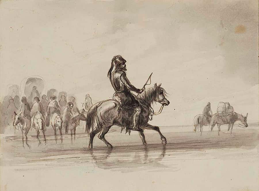 Alfred Jacob Miller's 'Jim Bridger in a Suit of English Armor.' Joslyn Art Museum, Omaha Nebraska. JAM 1988 10 28 A