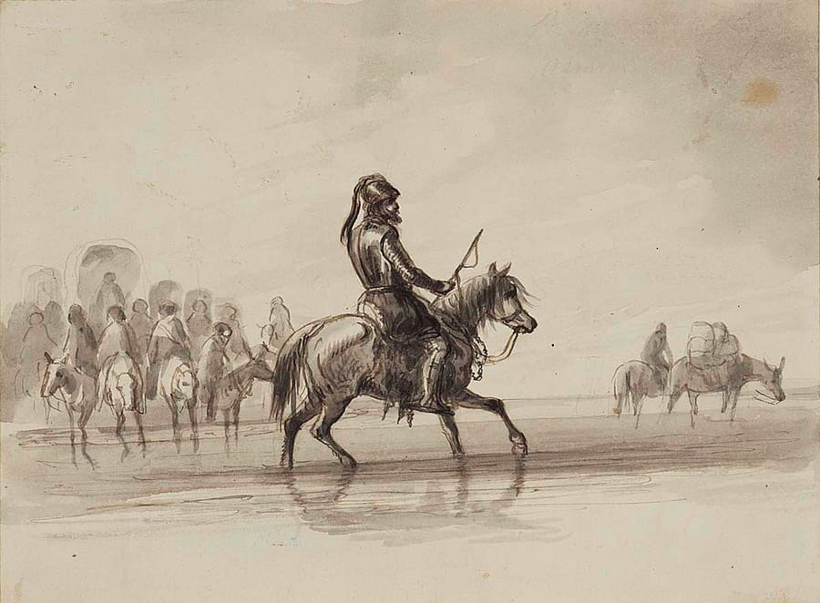 Alfred Jacob Miller's 'Jim Bridger in a Suit of English Armor.' Joslyn Art Museum, Omaha Nebraska. JAM 1988 10 28 A