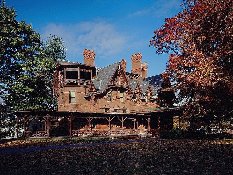 Twain had this 19-room Victorian Gothic Mansion constructed in Hartford, Connecticut, where his family lived from 1871 to 1891, when financial reverses forced the family to leave the home. Photo courtesy The Mark Twain House & Museum, Hartford, Connecticut.