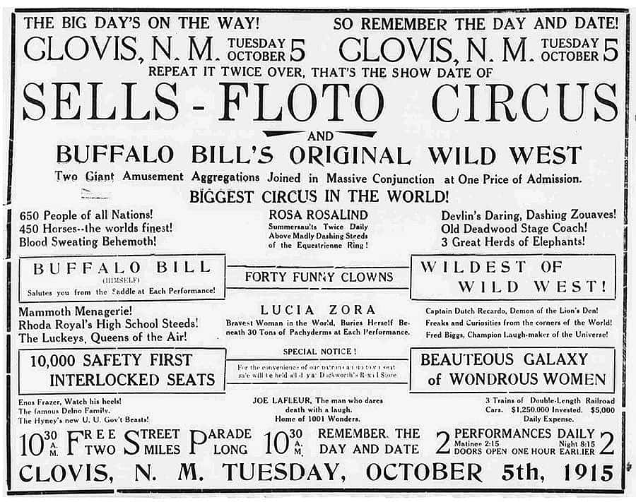Buffalo Bill's Original Wild West and Sells-Floto ad