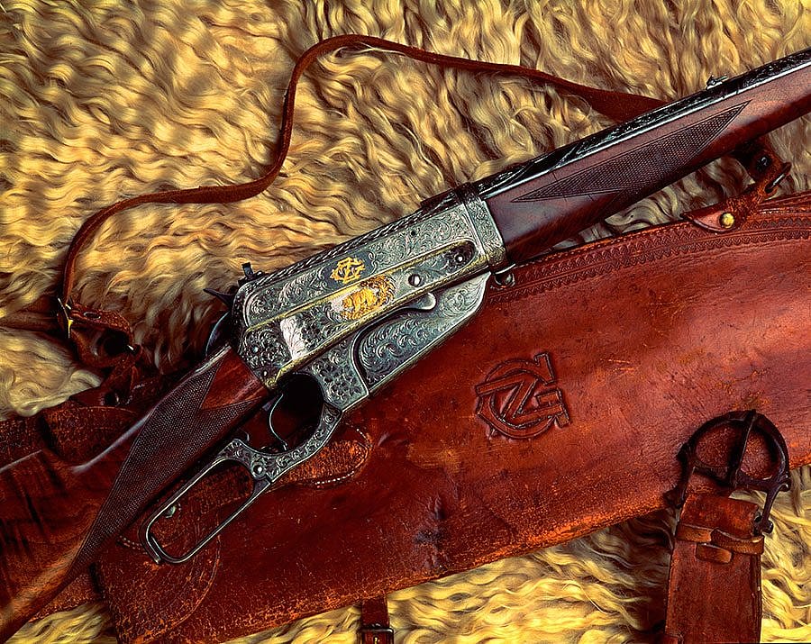 Winchester Model 1895 sporting rifle, presented to Zane Grey by the Winchester Repeating Arms Company, February 28, 1924. cal. 30-06. Donated in Loving Memory of Robert Jesse Moore by his family. 1991.1.1