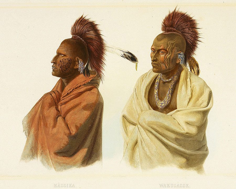 Karl Bodmer (1809-1893). "Saki Indian, Musquakie Indian," ca. 1840-1843. Hand-colored aquatint. Gift of Miss Clara S. Peck. 21.69.3