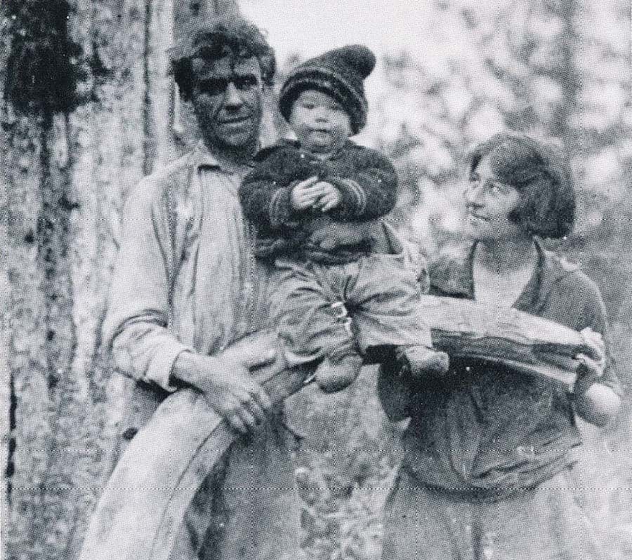 Olaus and Mardy Murie with son Martin, Old Crow Expedition, 1926, Alaska. Photo courtesy The Murie Center, Moose, Wyoming; The Murie Collection.
